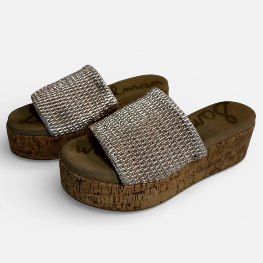 Sam Edelman Metallic Woven Wedge Sandals Size 6 - Picture 1 of 10